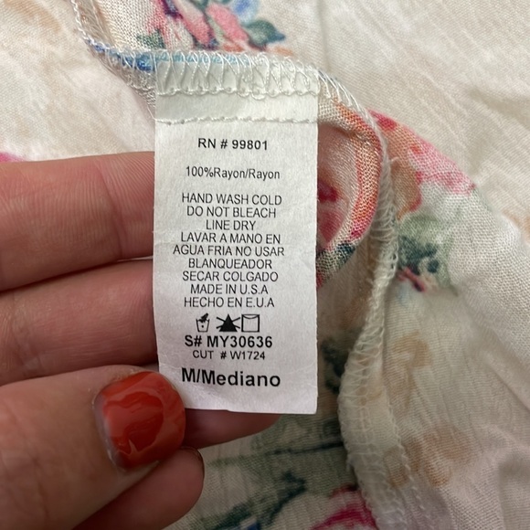 𝅺My Story Cream Floral Open Front Kimono Sz Medium - Picture 6 of 6